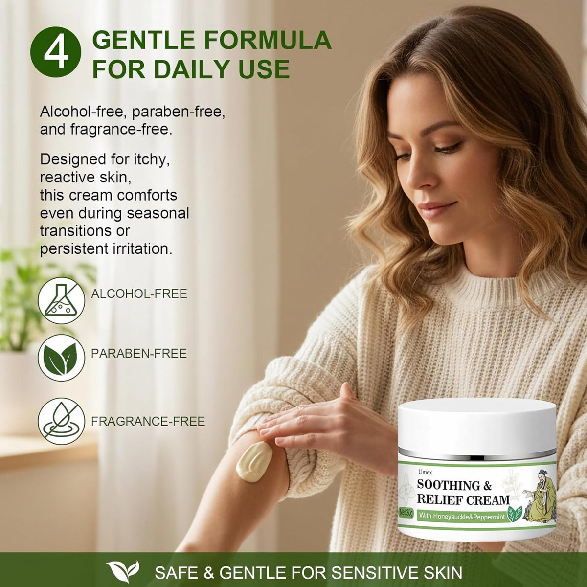 VitalHerb Life Umex® 舒缓缓 relief 乳霜，含金银花和薄荷，30g，天然植物成分，适合肌肤护理